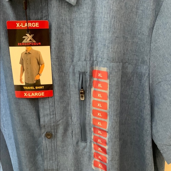 ZEROXPOSUR XL  Blue Casual Button Down Shirt: BNWT - Picture 3 of 4